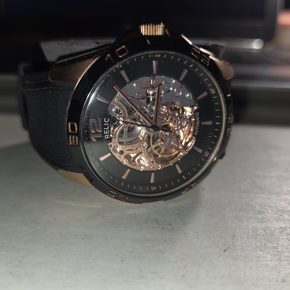 Relic Black and Gold Tone Watch
